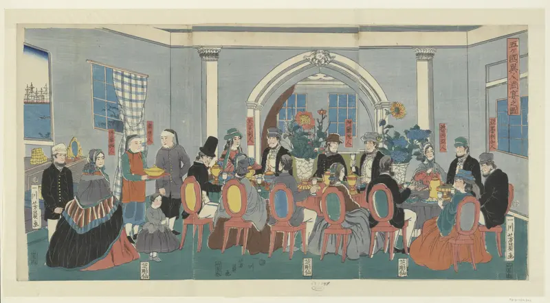 Five Nationalities at a Banquet Wall Art by Unknown - High-Resolution Digital Print
