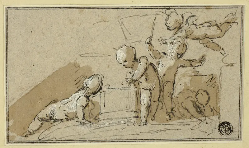 Five Putti at Play Wall Art by Jacob de Wit - High-Resolution Digital Print