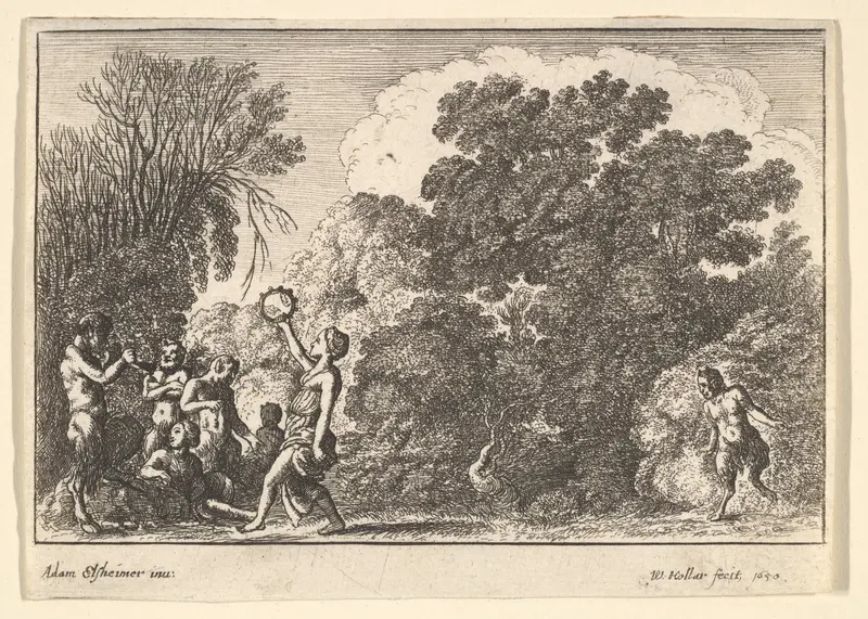 Five satyrs and two nymphs Wall Art by Wenceslaus Hollar - High-Resolution Digital Print