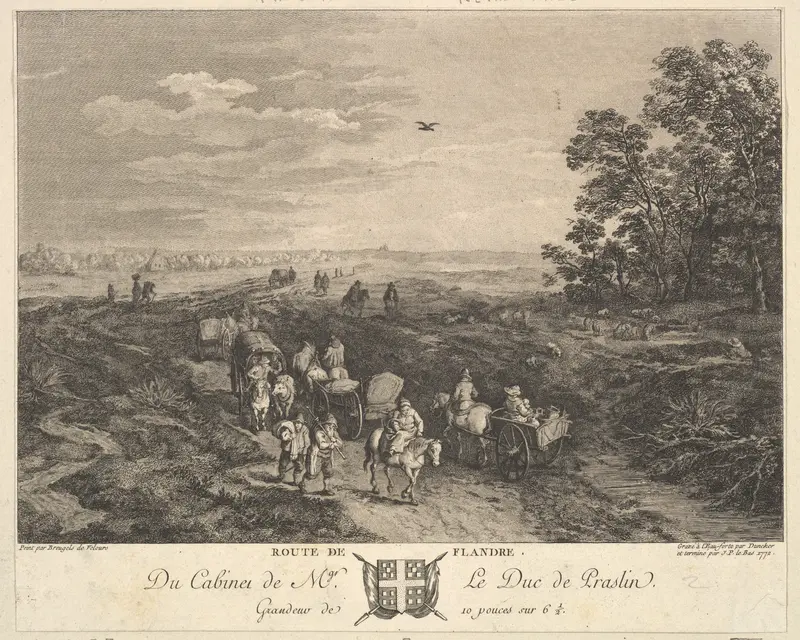 Flanders Road (Route de Flandre) after a painting in the collection of the Duc de Praslin Wall Art by Balthasar Anton Dunker - High-Resolution Digital Print