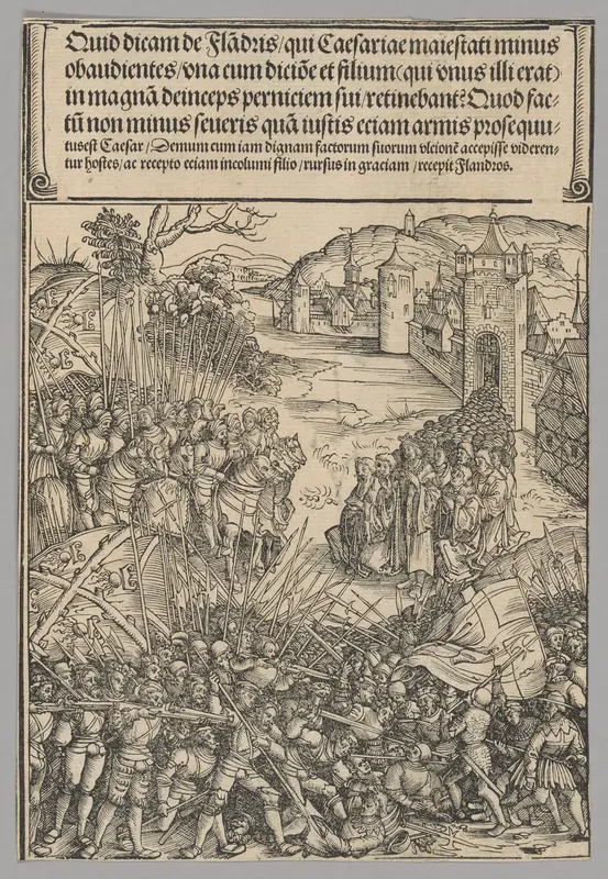 Flemish Rebellion, plate 7 from Historical Scenes from the Life of Emperor Maximilian I from the Triumphal Arch Wall Art by Wolf Traut - High-Resolution Digital Print