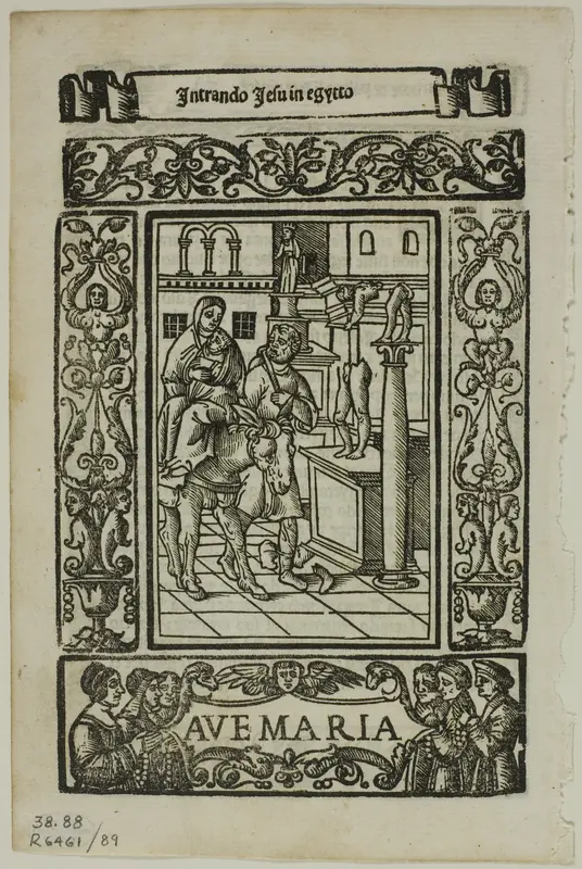 Flight into Egypt from Rosario della V. Maria by Castellanus, plate 89 from Woodcuts from Books of the XVI Century Wall Art by Unknown artist - High-Resolution Digital Print