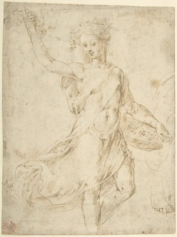 Flora (recto); Mountainous Landscape with Buildings (verso) Wall Art by Anonymous, Italian, 16th century - High-Resolution Digital Print