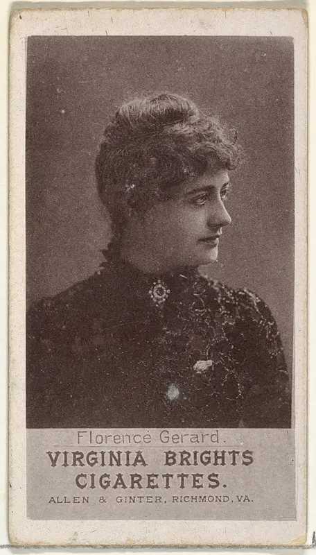Florence Gerard, from the Actresses series (N67) promoting Virginia Brights Cigarettes for Allen & Ginter brand tobacco products Wall Art by Allen & Ginter - High-Resolution Digital Print