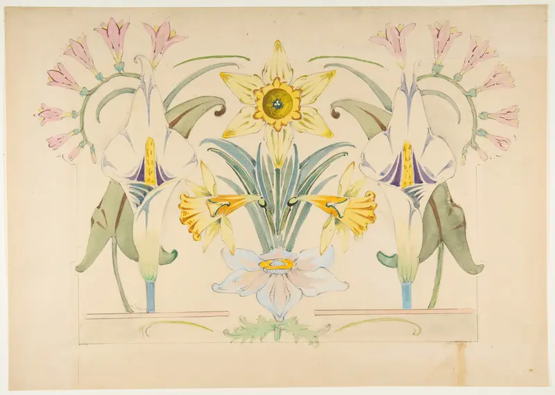 Flower Design: Daffodils and Calla Lilies Wall Art by Anonymous, French, 19th century - High-Resolution Digital Print