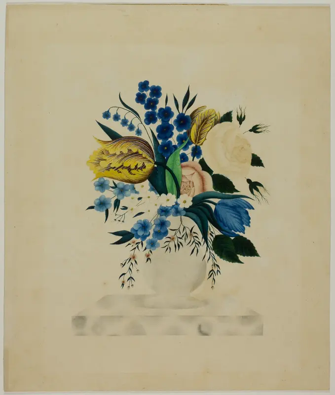 Flowers in a Marble Vase Wall Art by Unknown artist - High-Resolution Digital Print