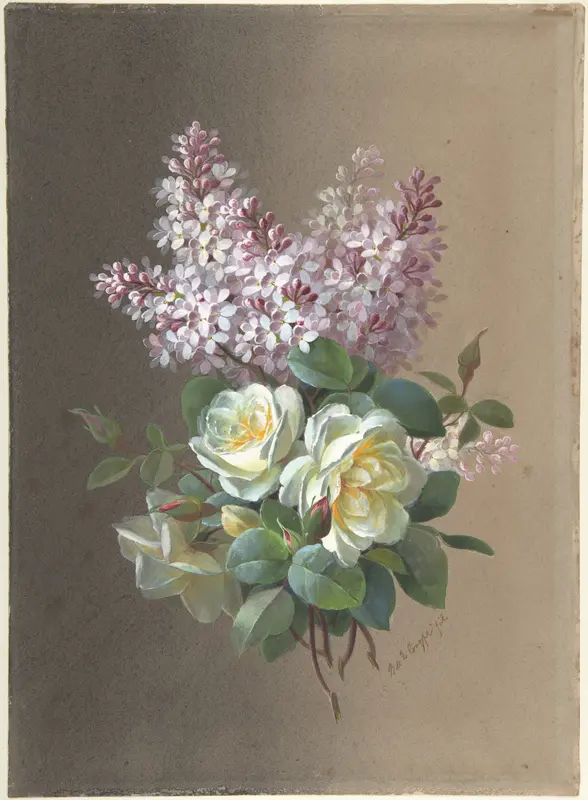 Flowers: Roses and Lilacs Wall Art by Paul de Longpré - High-Resolution Digital Print
