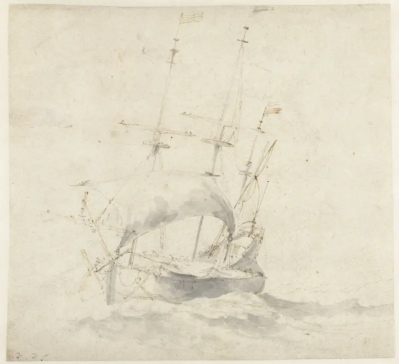 Fluitschip op onrustige zee Wall Art by Willem van de Velde (II) - High-Resolution Digital Print