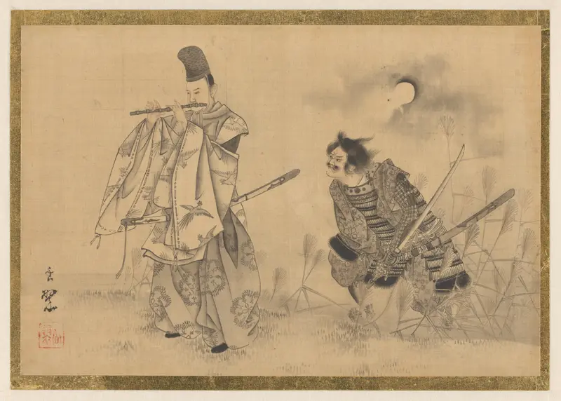Fluitspeler Yasumasu en Kidômaru met zwaard Wall Art by unknown - High-Resolution Digital Print