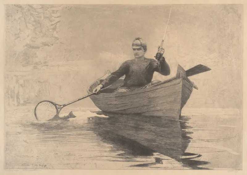Fly Fishing, Saranac Lake Wall Art by Winslow Homer - High-Resolution Digital Print