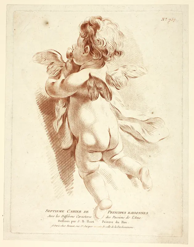 Flying Cupid Kissing a Dove Wall Art by Gilles Antoine Demarteau, the Younger - High-Resolution Digital Print