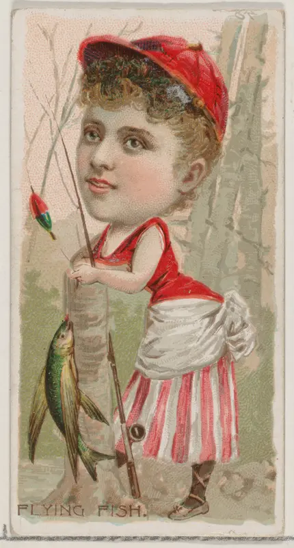 Flying Fish, from the series Fishers and Fish (N74) for Duke brand cigarettes Wall Art by Knapp & Company - High-Resolution Digital Print