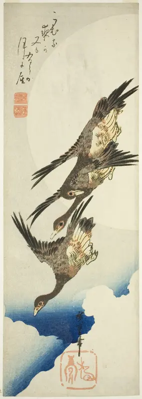 Flying geese and full moon