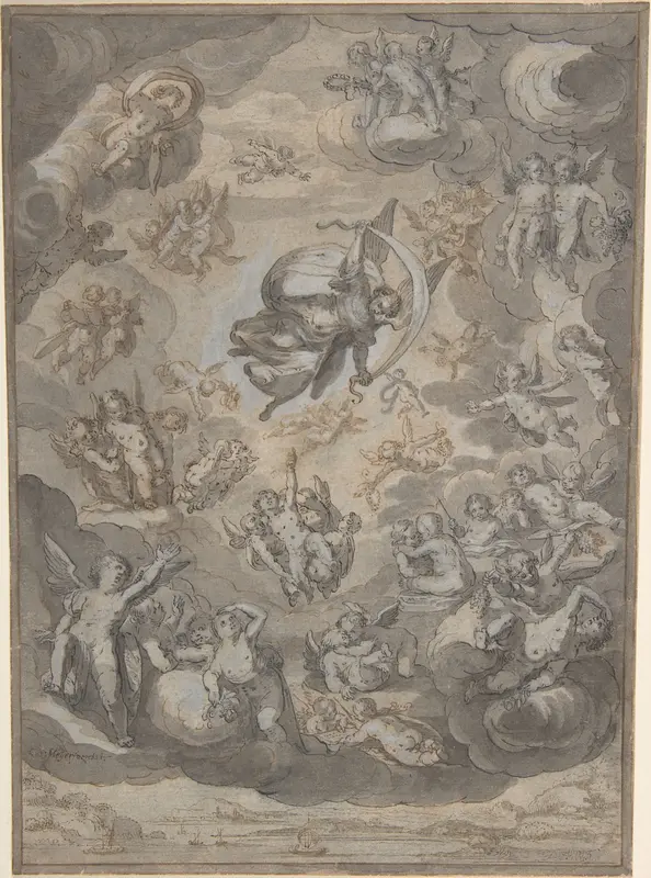 Flying Putti, Surrounding Archangel Raphael Wall Art by Conrad Meyer - High-Resolution Digital Print