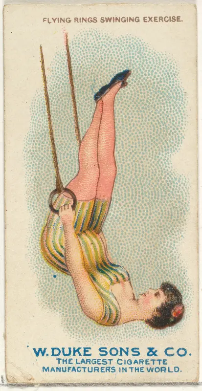 Flying Rings Swinging Exercise, from the Gymnastic Exercises series (N77) for Duke brand cigarettes Wall Art by W. Duke, Sons & Co. - High-Resolution Digital Print