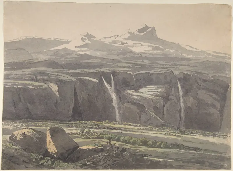 Foggy Landscape in the Apennine; verso: Sketch of Landscape Wall Art by Carl Wagner - High-Resolution Digital Print