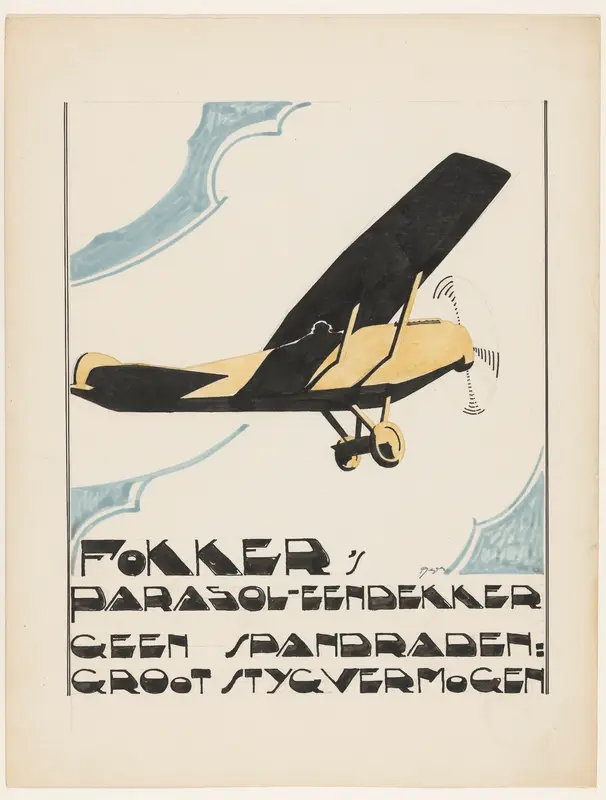 Fokker's parasol-eendekker. Geen spandraden: groot stygvermogen Wall Art by Unknown - High-Resolution Digital Print