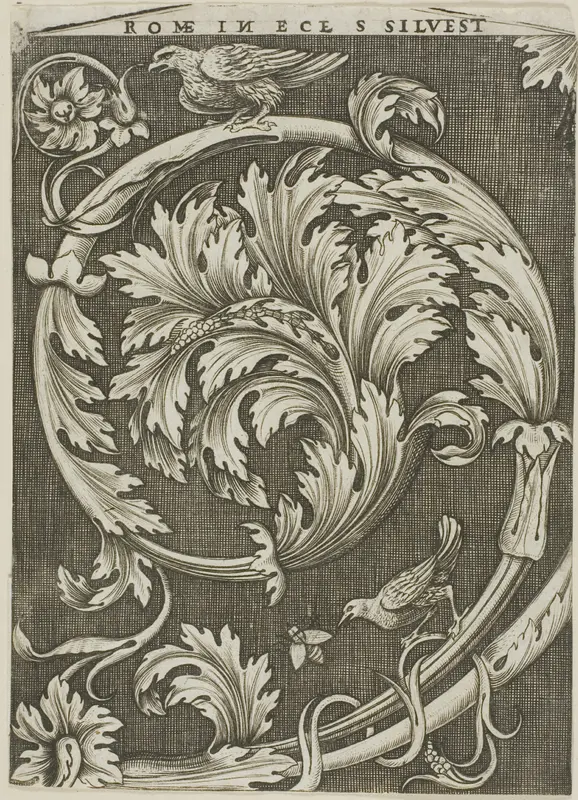 Foliage Ornament from Ancient Roman Church Wall Art by Agostino dei Musi - High-Resolution Digital Print