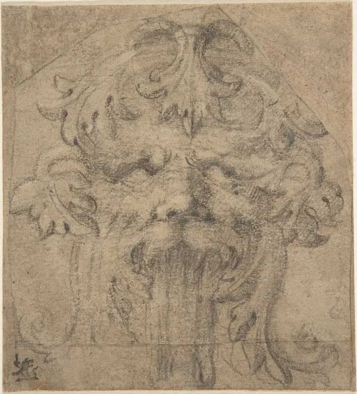 Foliate Grotesque Head Wall Art by Anonymous, Italian, 16th to 17th century - High-Resolution Digital Print