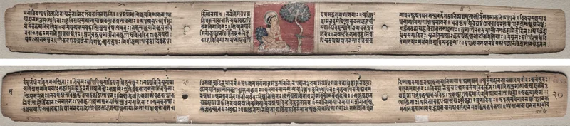 Folio 20 from a Gandavyuha-sutra (Scripture of the Supreme Array): Sudhana and a parrot (recto); Text (verso) Wall Art by Unknown artist - High-Resolution Digital Print