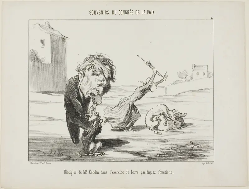 Followers of Mr. Cobden, exercising their peaceful functions, plate 5 from Souvenirs Du Congres De La Paix