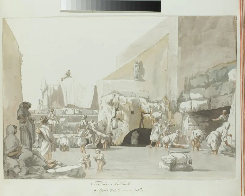 Fontein Arethuse met bron Wall Art by Louis Ducros - High-Resolution Digital Print