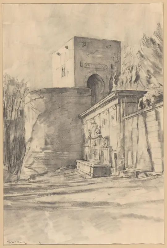Fontein van Karel V in het Alhambra te Granada Wall Art by Unknown - High-Resolution Digital Print