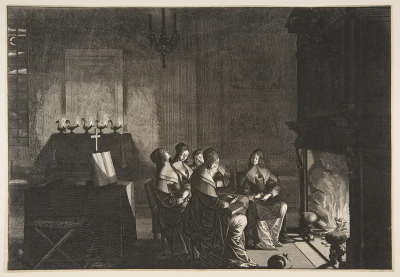 Foolish Virgins Sleeping (Les Vierges folles somnolent en attendant l'arrivé de l"époux) Wall Art by Abraham Bosse - High-Resolution Digital Print