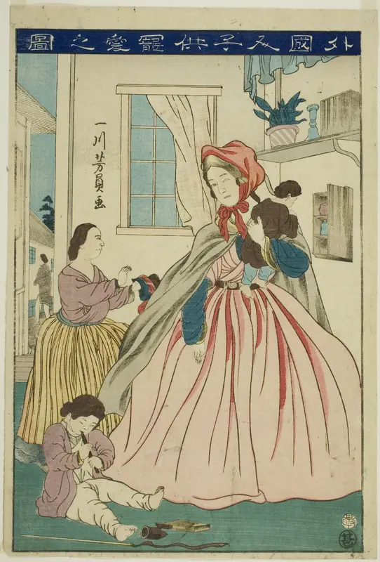 Foreigner Caring for Her Children (Gaikokujin kodomo choai no zu)