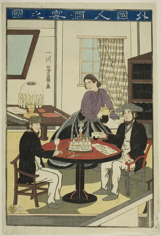 Foreigners Drinking Wine (Gaikokujin shuen no zu)