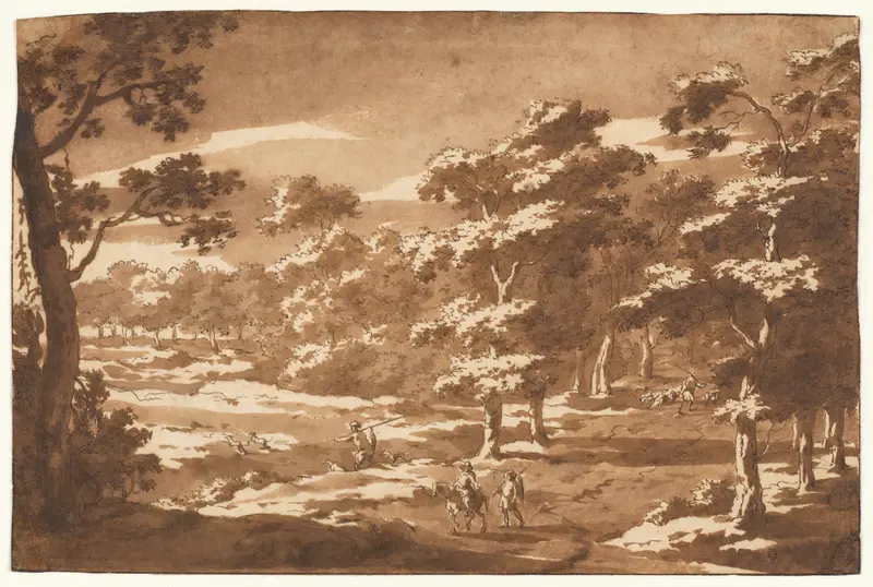 Forest Clearing with Figures Wall Art by Jan Frans van Bloemen - High-Resolution Digital Print