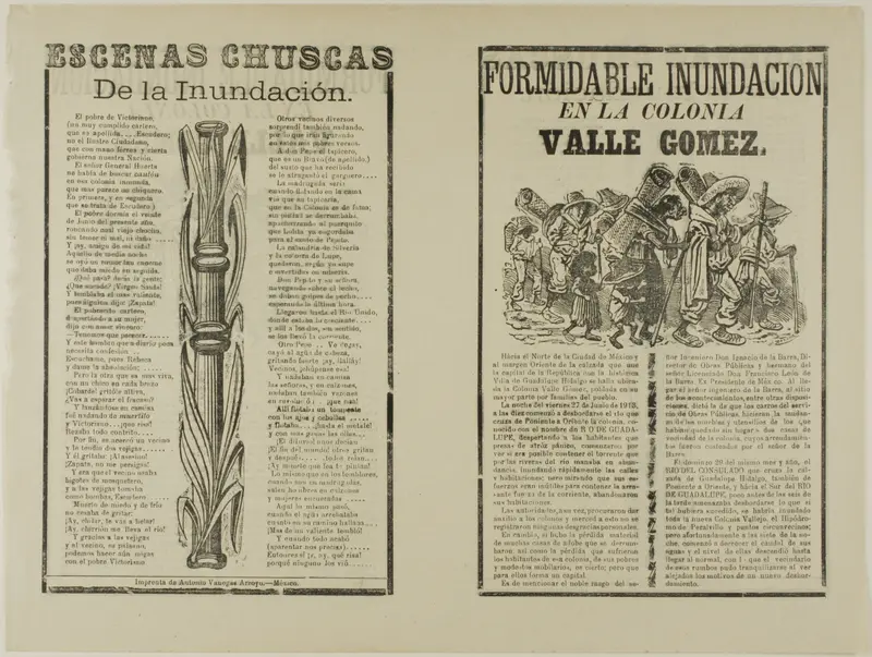 Formidable inundación en la colonia Valle Gomez (The Formidable Flood in the Valle Gomez Neighborhood) Wall Art by José Guadalupe Posada - High-Resolution Digital Print