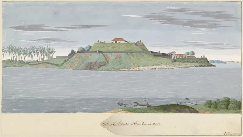 Fort Caliture op Ceylon, gezien van de rivier Wall Art by Unknown - High-Resolution Digital Print