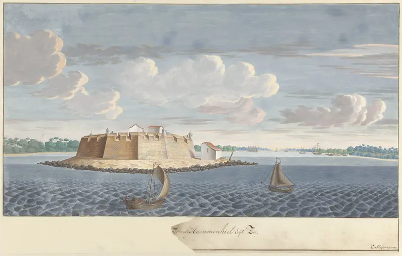 Fort Hammenhiel (Hummenil) te Ceylon, gezien van zee Wall Art by Unknown - High-Resolution Digital Print