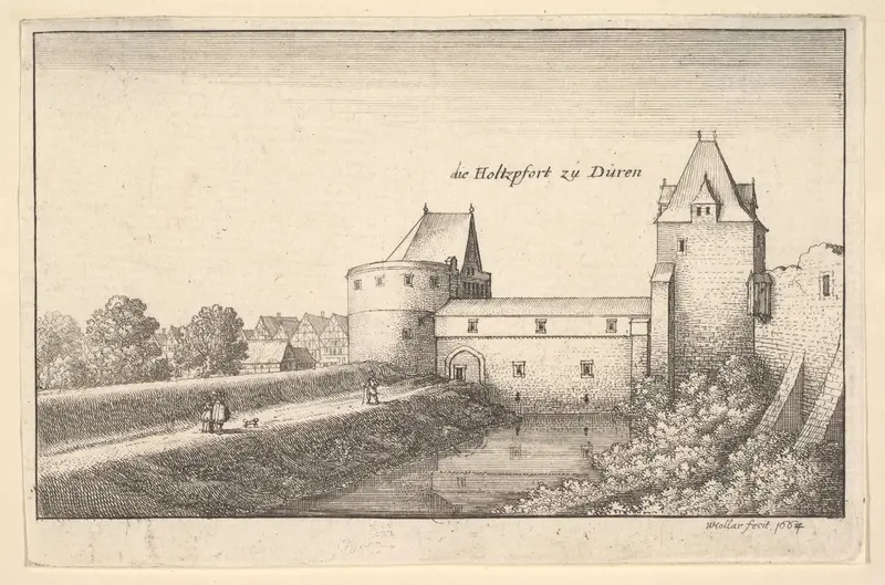Fortified gate at Düren, from "European Views" Wall Art by Wenceslaus Hollar - High-Resolution Digital Print