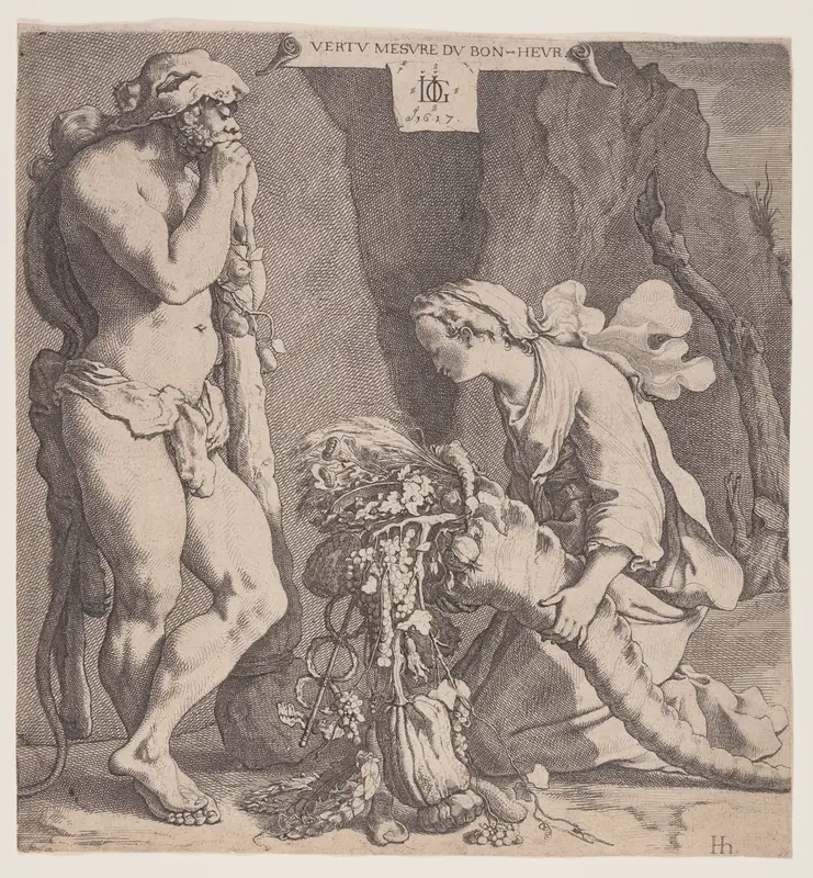Fortuna Pouring Out the Horn of Plenty Before Hercules Wall Art by Jacques de Gheyn, III - High-Resolution Digital Print