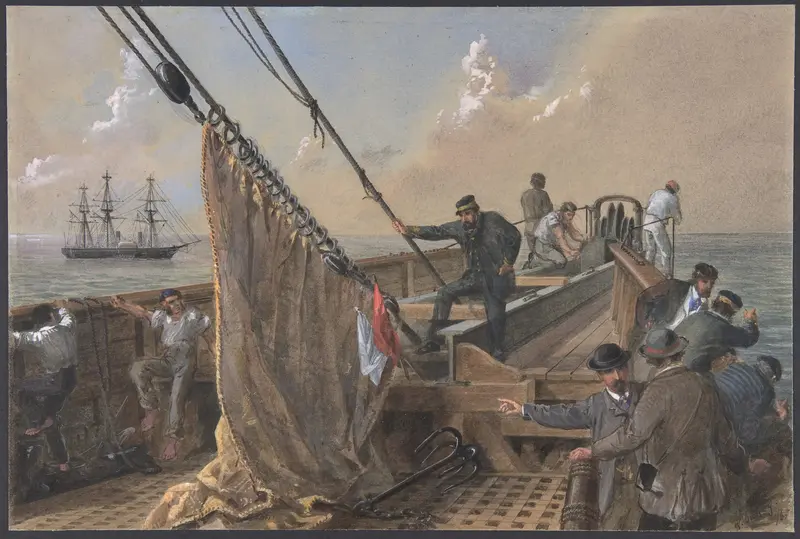 Forward Deck of the Great Eastern Cleared for the First Attempt to Grapple for the Lost Cable, August 11th, 1865 Wall Art by Robert Charles Dudley - High-Resolution Digital Print