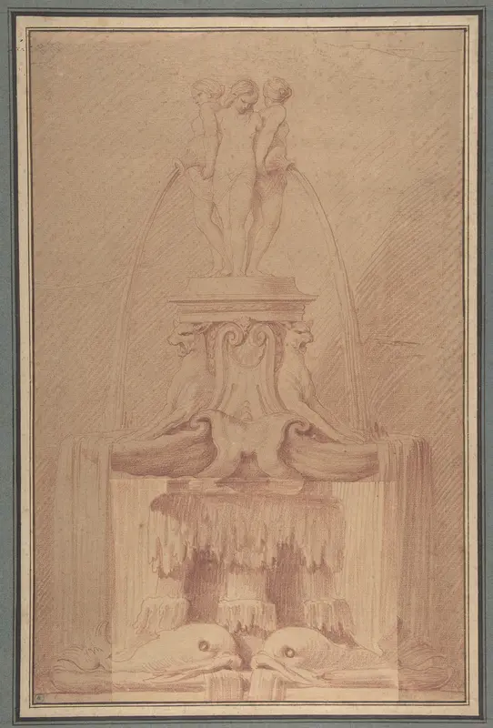 Fountain Surmounted by Three Nymphs Wall Art by Edme Bouchardon - High-Resolution Digital Print