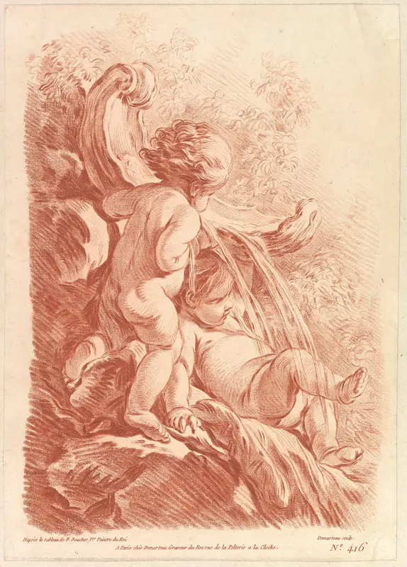 Fountain with Two Cupids Wall Art by Gilles Demarteau - High-Resolution Digital Print