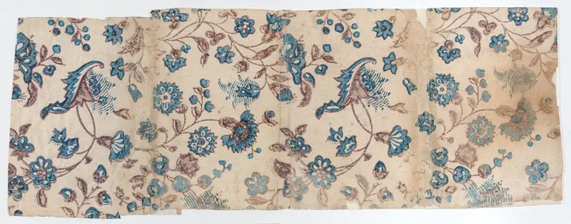 Four adjoined sheets with overall blue and purple floral pattern Wall Art by Anonymous - High-Resolution Digital Print