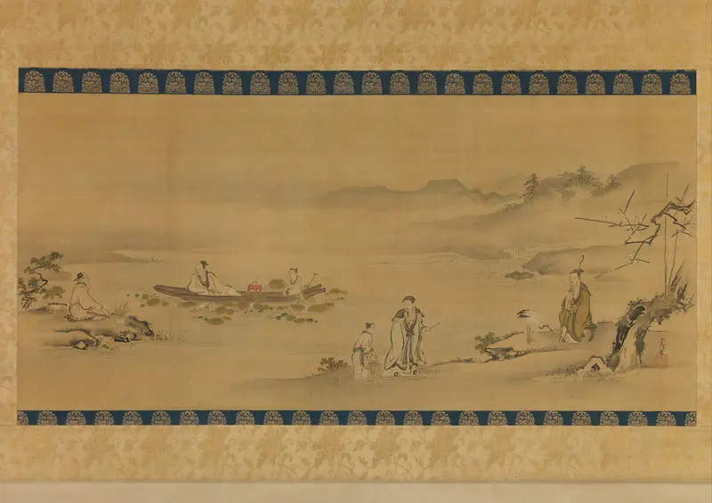 Four Admirers Wall Art by Kano Tsunenobu - High-Resolution Digital Print