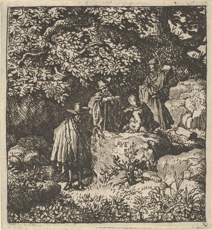 Four Figures under a Tree Wall Art by Allart van Everdingen - High-Resolution Digital Print