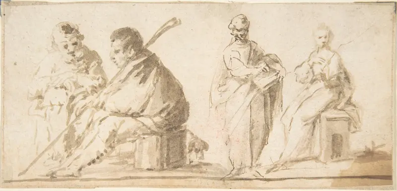 Four Figures Wall Art by Anonymous, Spanish, School of Seville, 17th century - High-Resolution Digital Print