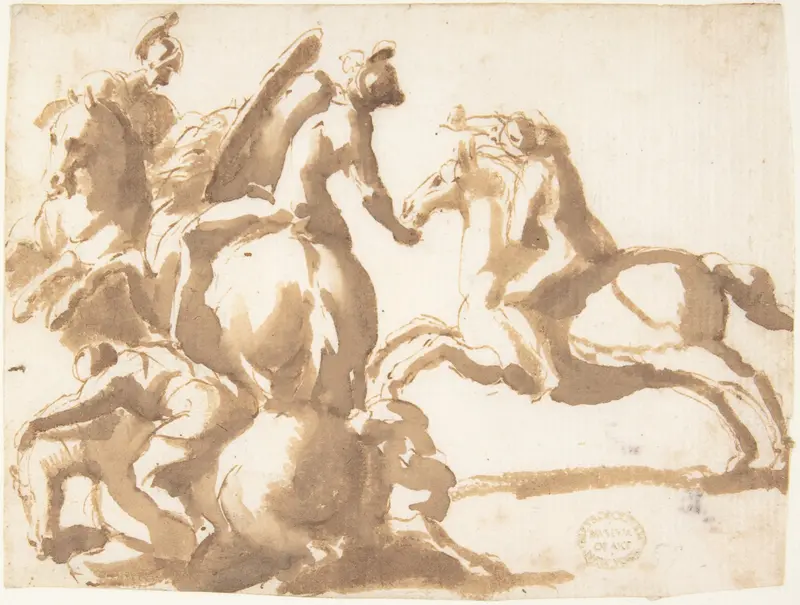 Four Horsemen in Battle Wall Art by Francesco Allegrini - High-Resolution Digital Print