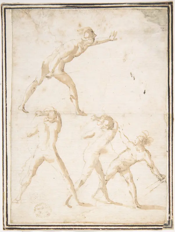 Four Nude Warriors Wall Art by Francesco Allegrini - High-Resolution Digital Print