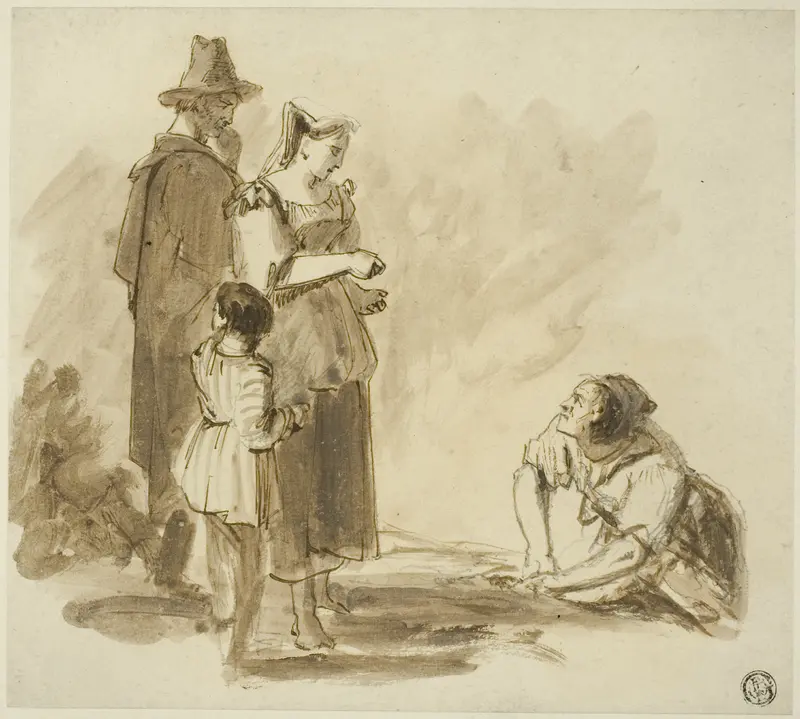 Four Peasants Wall Art by Augustus Wall Callcott - High-Resolution Digital Print