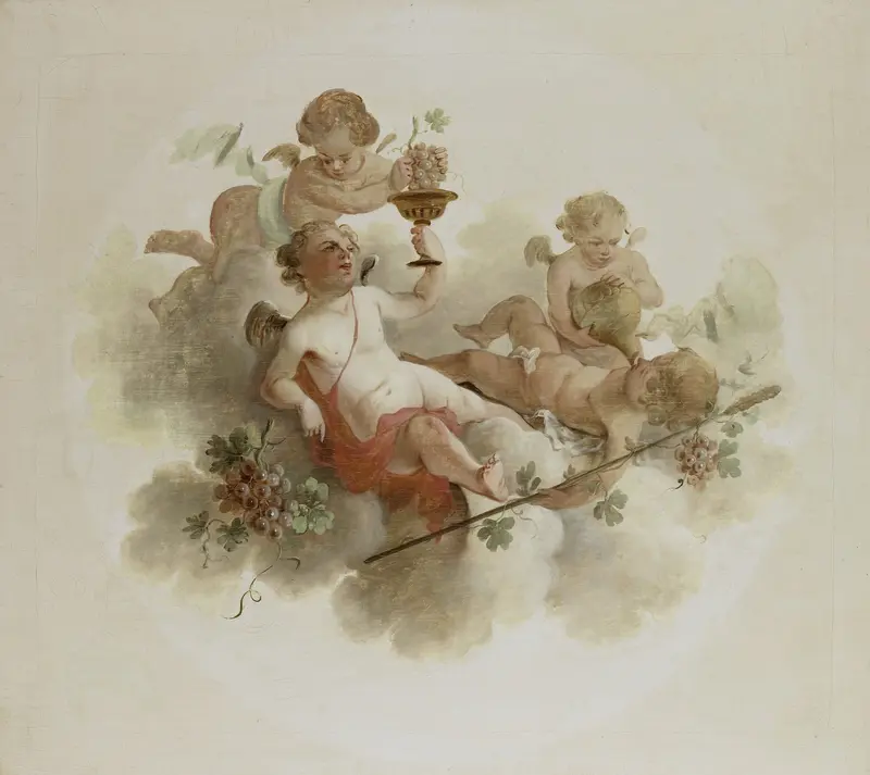 Four Putti with Grapes Wall Art by anonymous - High-Resolution Digital Print