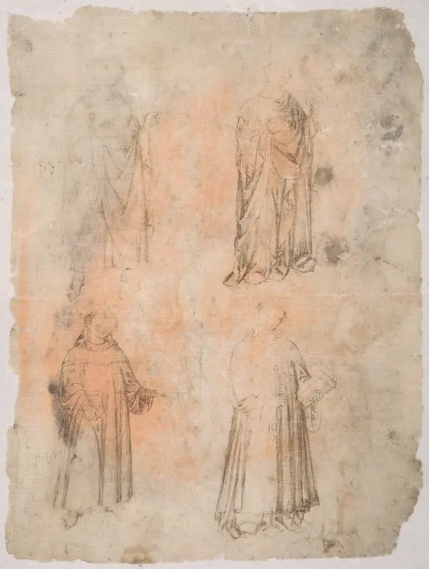 Four Saints (recto); Two Saints, Seated Madonna, and Kneeling Figure (verso) Wall Art by Anonymous, Italian, probably Umbrian, 14th century - High-Resolution Digital Print