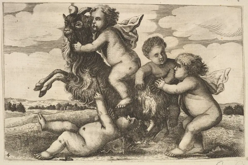 Four small boys and a goat (copy in reverse)