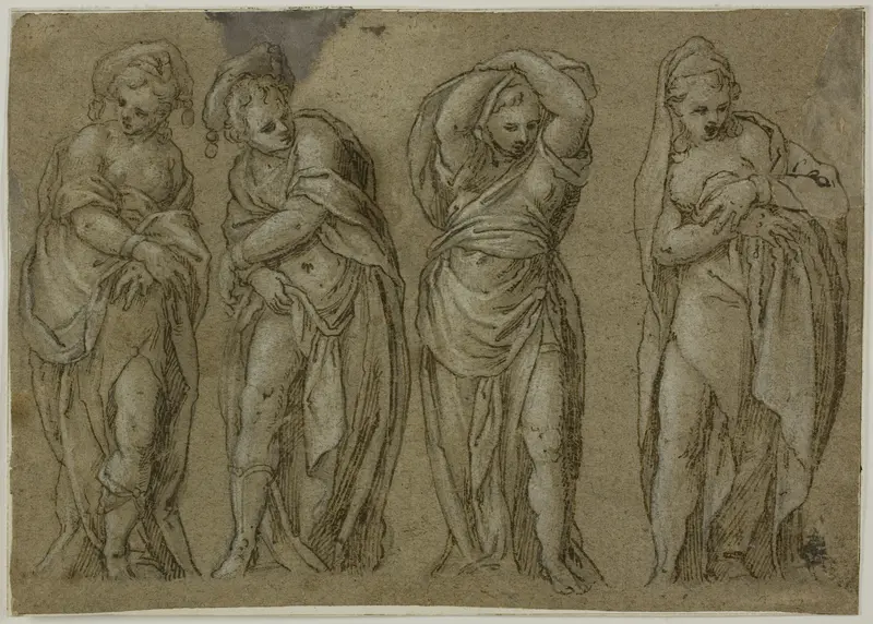 Four Standing Draped Female Figures Wall Art by Paolo Farinati - High-Resolution Digital Print